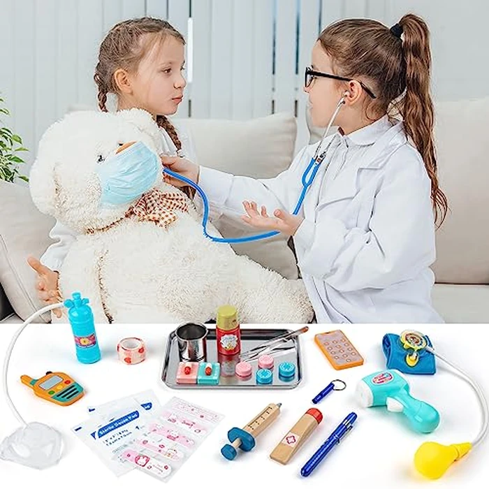 Sundaymot Doctor Kit for Kids, 34 Pcs Pretend Playset for Toddlers, Doctor kit for Toddlers 3-5, with Medical Bag, Stethoscope and Other Accessories, for Boys and Girls Fun Role Playing Game by Sundaymot - Image 4