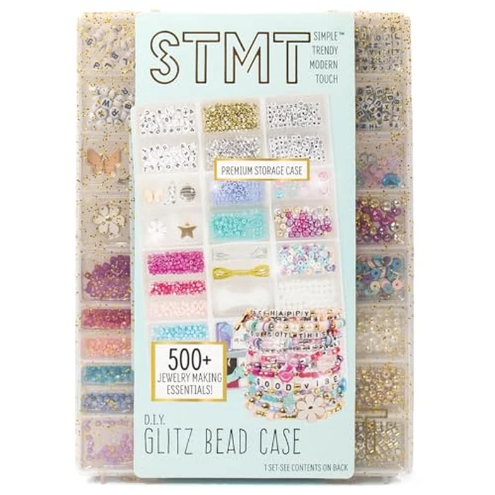 STMT D.I.Y. Glitz Bead Case, Includes Over 500 Jewelry Making Supplies, Including Cute Beads for Jewelry Making, Bracelet Charms, Storage Case, Friendship Bracelet Kit, Teen Girl Gifts by STMT - Used - Like New condition - US$13.67