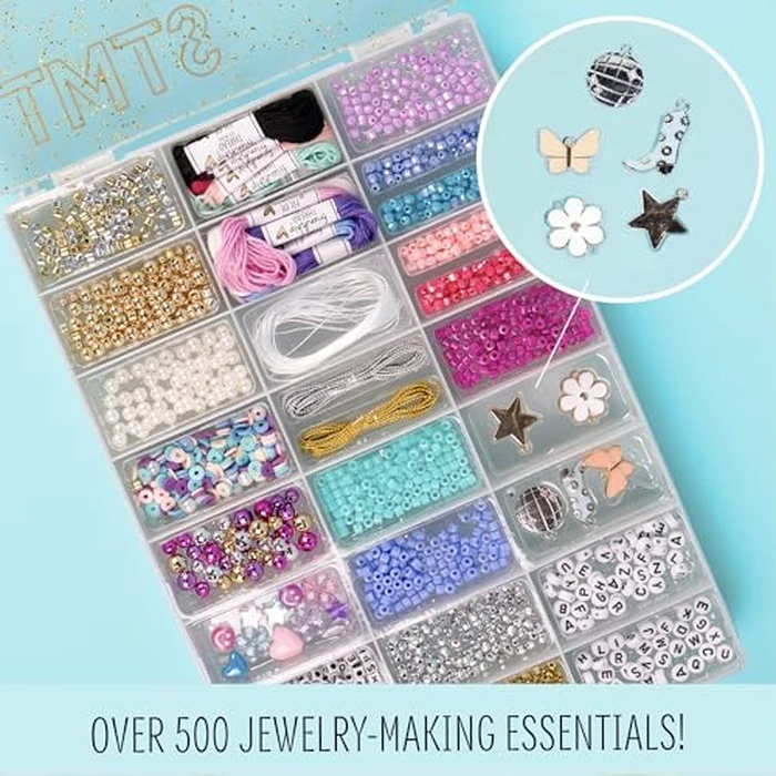STMT D.I.Y. Glitz Bead Case, Includes Over 500 Jewelry Making Supplies, Including Cute Beads for Jewelry Making, Bracelet Charms, Storage Case, Friendship Bracelet Kit, Teen Girl Gifts by STMT - Image 3