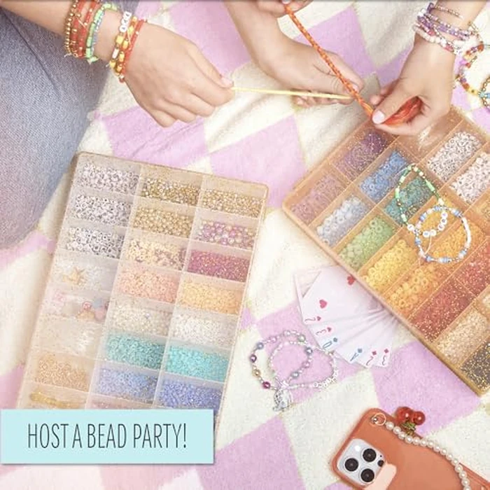 STMT D.I.Y. Glitz Bead Case, Includes Over 500 Jewelry Making Supplies, Including Cute Beads for Jewelry Making, Bracelet Charms, Storage Case, Friendship Bracelet Kit, Teen Girl Gifts by STMT - Image 6