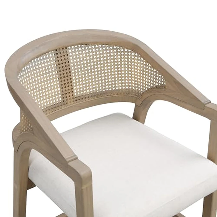 Christopher Knight Home Set of 2 Morley Wooden Counter Stool,Dining Room/Kitchen Island Barstool with footrest, Curved Backrest,Wicker/Cane Accents,Soft Removable Cushions, Light Beige+Light Ash by Christopher Knight Home - Image 7