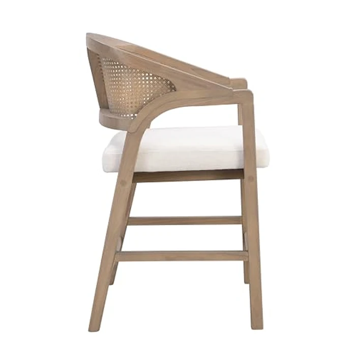 Christopher Knight Home Set of 2 Morley Wooden Counter Stool,Dining Room/Kitchen Island Barstool with footrest, Curved Backrest,Wicker/Cane Accents,Soft Removable Cushions, Light Beige+Light Ash by Christopher Knight Home - Image 8