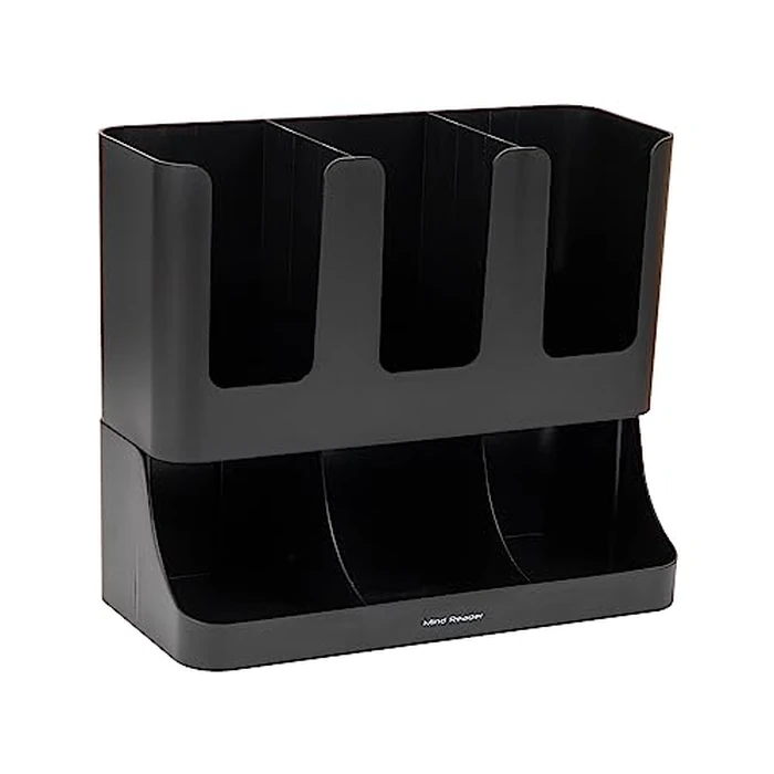 Mind Reader Cup and Condiment Station, 13 Inch Countertop Coffee Bar Organizer with 6 Compartments, Storage Caddy for Cups, Lids and Packets, Plastic, Black by Mind Reader - Image 8
