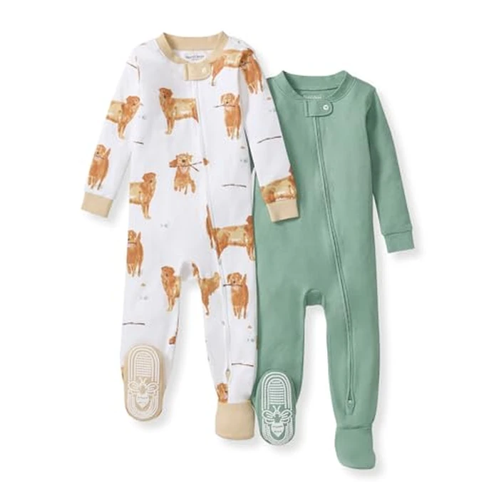 Burt's Bees Baby Baby Boys Pajamas, One-Piece Footed Sleeper PJs, Non-Slip Snug Fit for Infants 12, 18, and 24 Months by Burt's Bees Baby - Image 1
