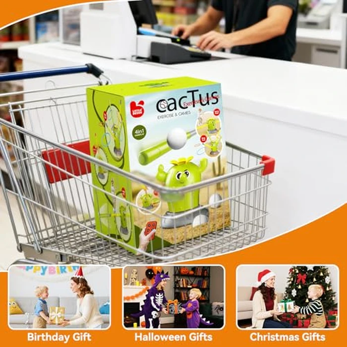 Cactus 4-in-1 Musical Jumping Toys Set with Ring Toss, Stomping Rocket Launcher and Baseball Game, Fun Indoor and Outdoor Toys for Active Play Sports Toy for Kids Ages 3 4 5 6 7 8+ Boys & Girls. by Oppvoci - Image 8