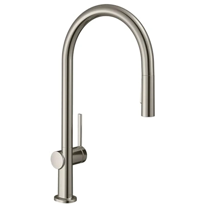 hansgrohe Talis N Stainless Steel High Arc Kitchen Faucet, Kitchen Faucets with Pull Down Sprayer, Faucet for Kitchen Sink, Magnetic Docking Spray Head, Stainless Steel Optic 72800801 by hansgrohe - Image 1