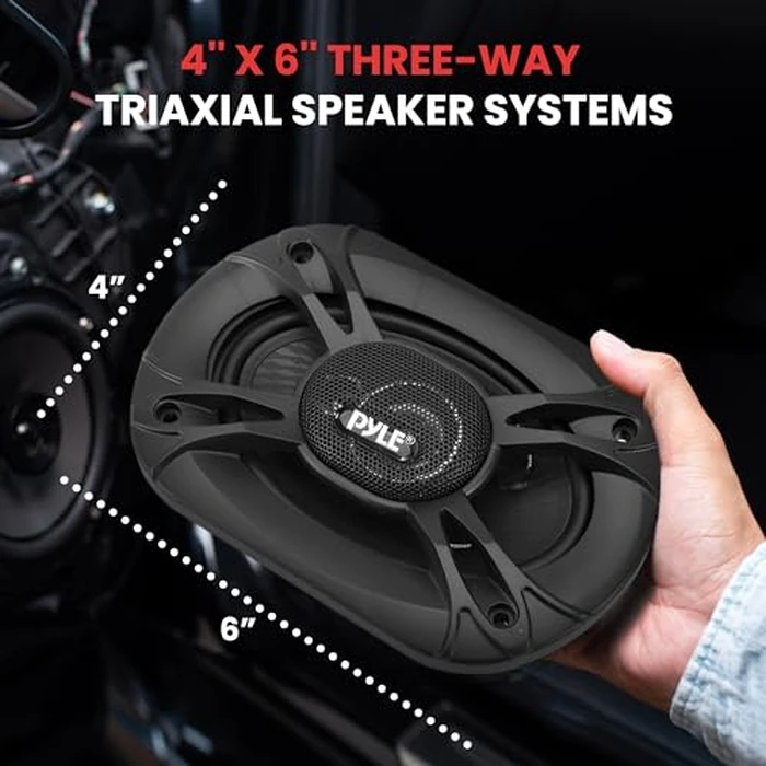 Pyle 3-Way Universal Car Stereo Speakers - 300W 4" x 6" Triaxial Loud Pro Audio Car Speaker Universal OEM Quick Replacement Component Speaker Vehicle Door/Side Panel Mount Compatible - (Pair) by Pyle - Image 2