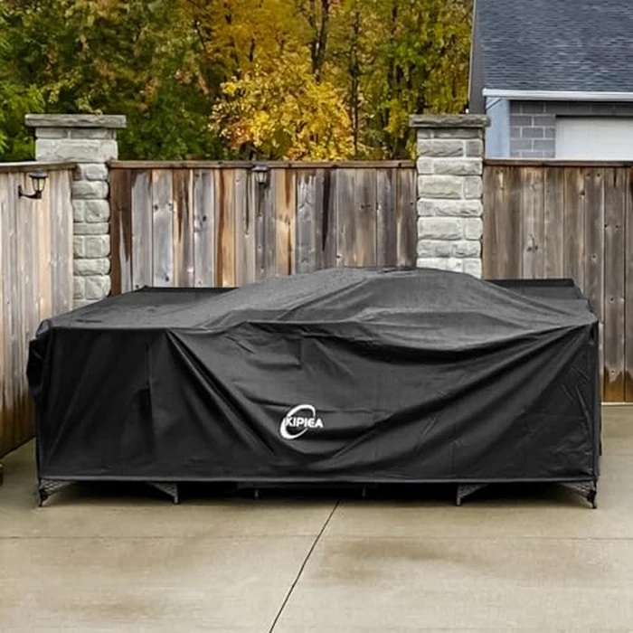 Kipiea Patio Furniture Covers Waterproof Winter, Heavy-Duty 420D Outdoor Furniture Covers Waterproof, Rectangular Patio Table Set Covers, No Tears Anti UV No Fading (85" L x 85" W x 28" H) by Kipiea - Image 9