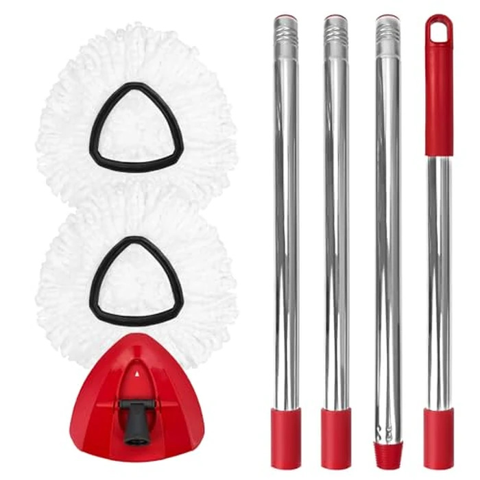 Nuorest Spin Mop Replacement Set for O-Ceda EasyWring 1-Tank System, Includes 2 Mop Head Replacement, 1 Mop Handle (30-58in Adjustable 4-Section Pole), 1 Spin Base by Nuorest - Used - Very Good condition