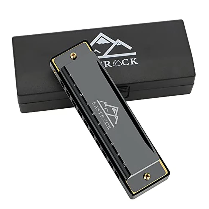 EastRock Blues Harmonica Mouth Organ 10 Hole C Key with Case, Diatonic Harmonica for Professional Player, Beginner, Students gifts, Adult, Friends, Gift Black by EASTROCK - Used - Like New condition - US$8.07