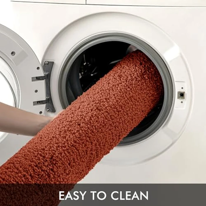 MIULEE Rust Bathroom Rugs Sets 3 Piece Including U Shaped Toilet Rug - Soft Absorbent Bath Mats Set with Non Slip Rubber Backside, Machine Washable - 20"x30"+16"x24"+U 20"x24" by MIULEE - Image 5