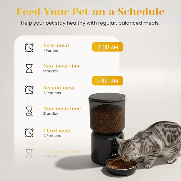 Fansafurn Automatic Cat Feeder with 2K HD Camera, Automatic Dog Feeder with App Control via 2.4G/5G WiFi, Dual Power System & Voice Recording, 4L Food Dispenser for Cats and Small Dogs, Black by FansaFurn - Image 7