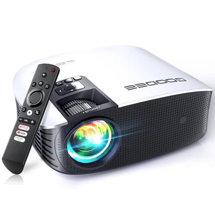 GooDee 4K Smart Projector with 5G WiFi and Bluetooth, Built-in Streaming Apps, Dolby Audio 400" Outdoor Movie Projector for Home Theater, Compatible with TV Stick, iOS, Android by GOODEE - Used - Like New condition - US$84.13