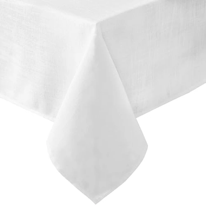 Laura Ashley Harper Luxuriously Smooth Fabric Tablecloth for Formal or Casual Dining, Holiday, Banquet, Wedding or Party, 60" x 120", White by Laura Ashley - Used - Very Good condition - CA$19.31