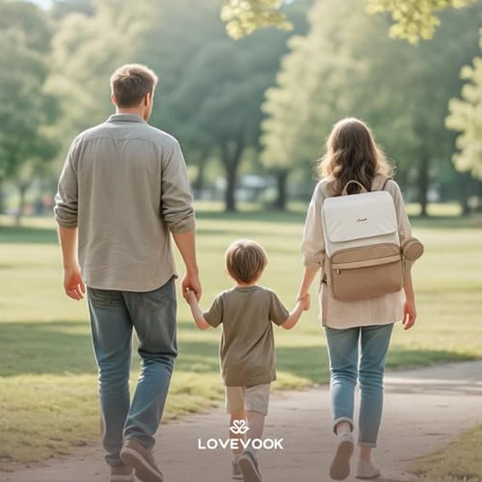 LOVEVOOK Diaper Bag Backpack, Baby Travel Bags for Boys & Girl, Toddler Waterproof Diaper Bag w/Changing Pad (Beige khaki, 15.6''-Small) by LOVEVOOK - Image 8