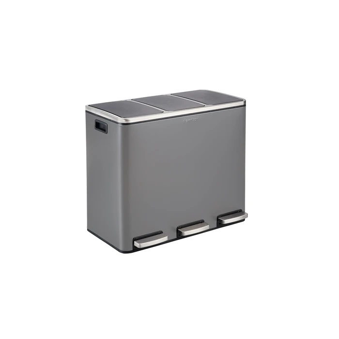 Step N’ Sort 3-Compartment Trash & Recycling Bin - 54L Stainless Steel Kitchen Garbage Can with Step Pedals, Removable Inner Buckets, Soft Close Lid by Step N' Sort - Used - Acceptable condition - CA$101.20
