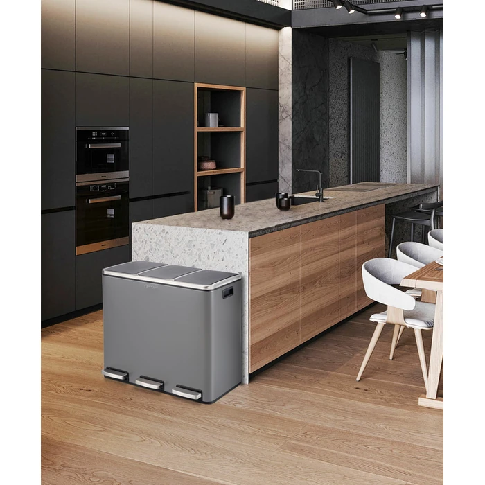 Step N’ Sort 3-Compartment Trash & Recycling Bin - 54L Stainless Steel Kitchen Garbage Can with Step Pedals, Removable Inner Buckets, Soft Close Lid by Step N' Sort - Image 3