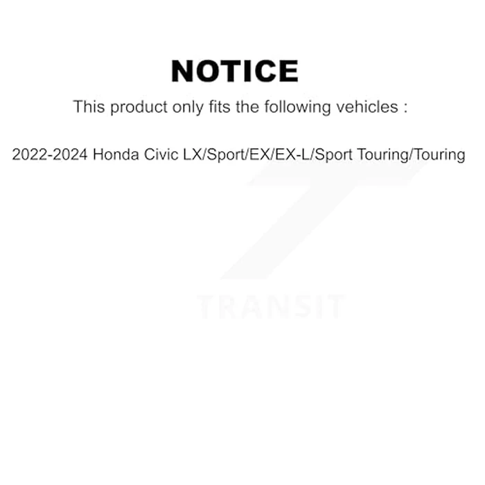 CMX Front Rear Ceramic Brake Pads Kit Replacement For 2022-2024 Honda Civic LX Sport EX EX-L Touring KCX-100706 by CMX - Image 3