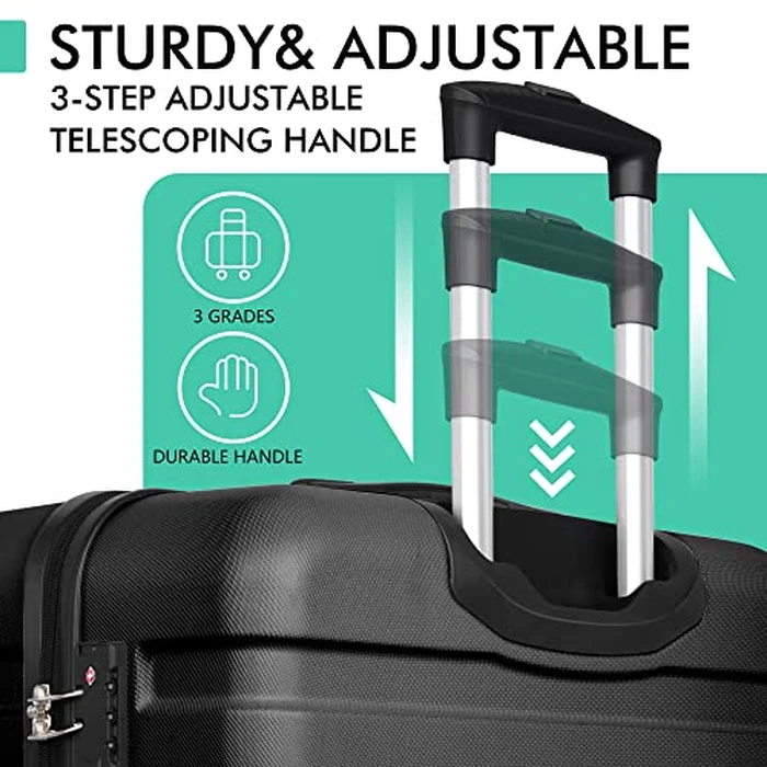 Luggage Sets 3 Piece AnyZip PC ABS Hardside Suitcase with 4 Universal Wheels TSA Lock Carry On 20 24 28 Inch (Black) by AnyZip - Image 8