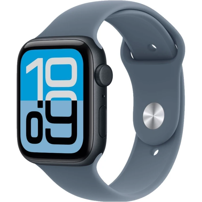 Apple Watch SE 3rd Gen (2025) (Cellular + GPS) - 64GB - 44mm - Midnight Aluminum Case with Anchor Blue Silicone Sport Band - M/L Size by Apple - Image 2