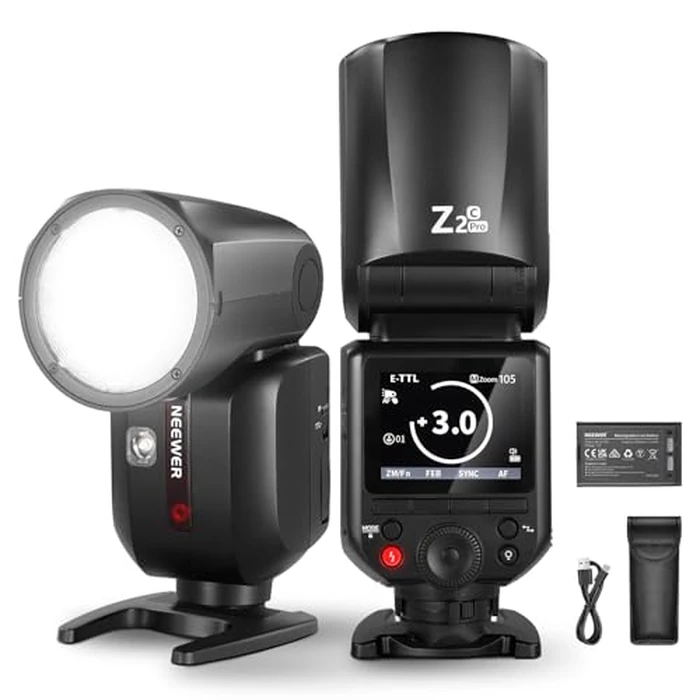 NEEWER Z2PRO-C 2.4G TTL Round Head Flash Speedlite Compatible with Canon, Wireless Compatible with Godox, Upgraded UI, 76Ws 1/8000s HSS, TTL/M TCM Switch, 7.2V/3000mAh Battery, 600 Full Power Flash by NEEWER - Image 1