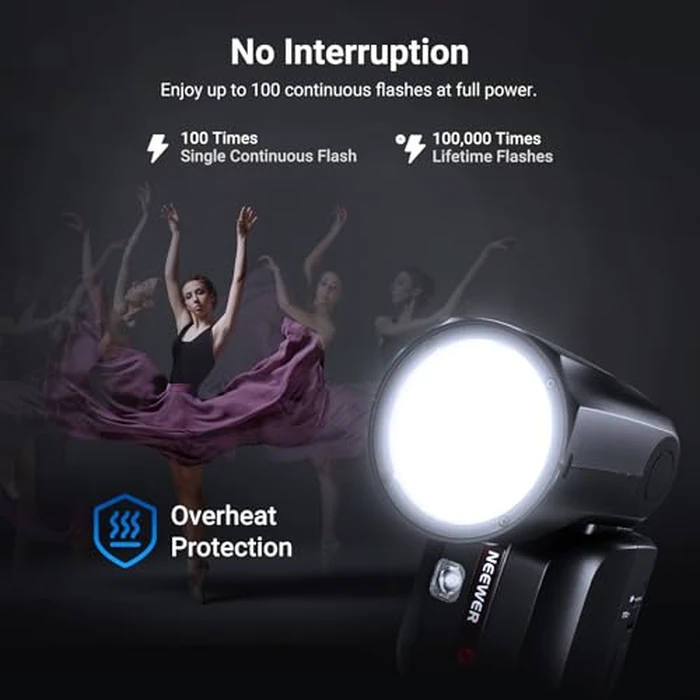NEEWER Z2PRO-C 2.4G TTL Round Head Flash Speedlite Compatible with Canon, Wireless Compatible with Godox, Upgraded UI, 76Ws 1/8000s HSS, TTL/M TCM Switch, 7.2V/3000mAh Battery, 600 Full Power Flash by NEEWER - Image 5
