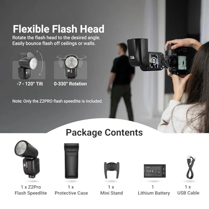 NEEWER Z2PRO-C 2.4G TTL Round Head Flash Speedlite Compatible with Canon, Wireless Compatible with Godox, Upgraded UI, 76Ws 1/8000s HSS, TTL/M TCM Switch, 7.2V/3000mAh Battery, 600 Full Power Flash by NEEWER - Image 9