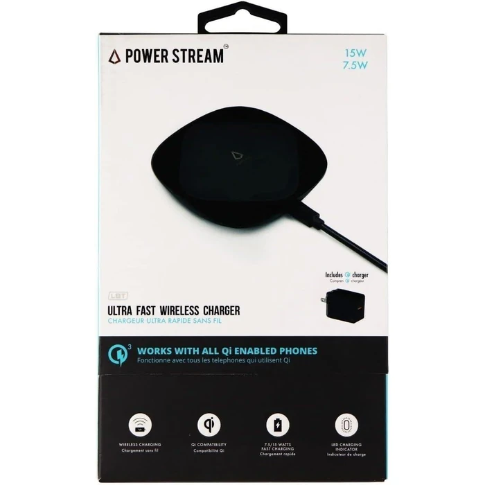LBT 15W Wireless Charging Pad with AC Power Adapter - Black by LBT - Refurbished - Brand New condition