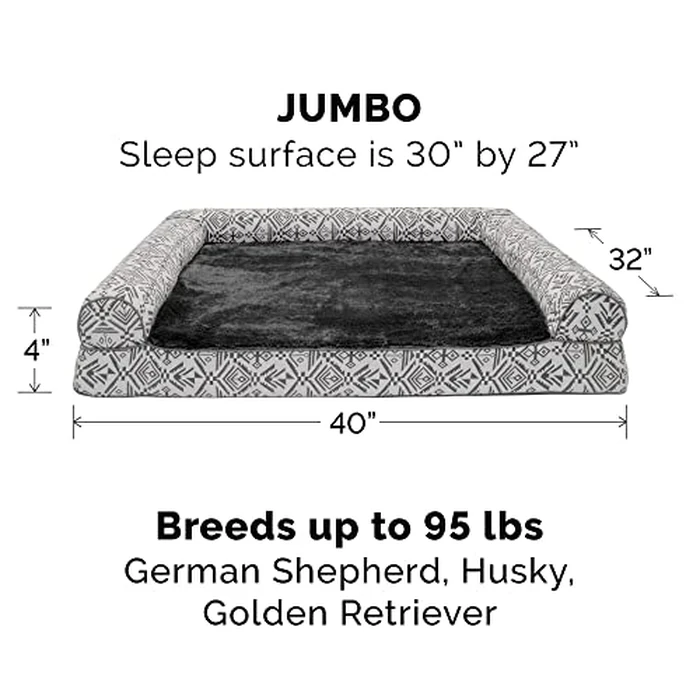 Furhaven Replacement Dog Bed Cover Plush & Southwest Kilim Décor Sofa-Style, Machine Washable - Boulder Gray, Jumbo (X-Large) by Furhaven - Image 3
