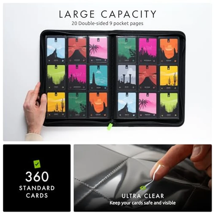 Vault X 9 Pocket Zip Binder, 360 Cards, Exo-Tec Material, 20 Side-Loading Pages (Black) by Vault X - Image 3