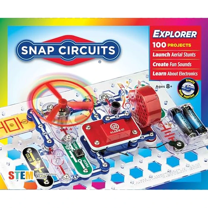 Snap Circuits Jr. SC-100 Electronics Exploration Kit, Over 100 Projects, Full Color Project Manual, 28 Parts, STEM Educational Toy for Kids 8 + by Snap Circuits - Image 1