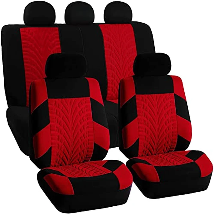 FH Group Full Set Travel Master Car Seat Covers, Airbag and Split Rear Car Seat Cover Universal Fit Interior Accessories for Cars Trucks SUV, Automotive Seat Covers, Red by FH Group - Used - Very Good condition - US$33.11
