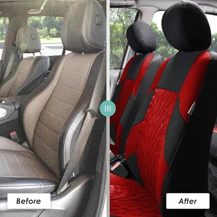 FH Group Full Set Travel Master Car Seat Covers, Airbag and Split Rear Car Seat Cover Universal Fit Interior Accessories for Cars Trucks SUV, Automotive Seat Covers, Red by FH Group - Image 6