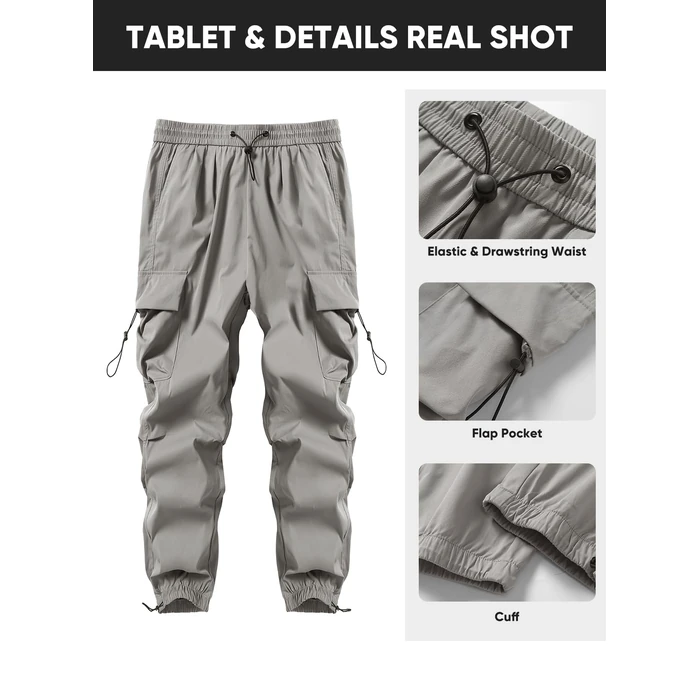 JMIERR Sweatpants Men Loose Fit Casual Lounge Fall Essentials Travel Drawstring Elastic Waist Wide Leg Tapered Parachute Pants Y2K Hip Hop Baggy Streetwear Joggers,M, Grey T02 by JMIERR - Image 4