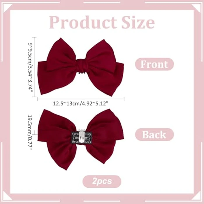 PH PandaHall 2pcs Dark Red Bow Shoe Clips, Satin Shoes Buckle Removable Shoe Clips Elegant Shoes Clip Shoe Jewelry Clips for Women Wedding Summer Party Heels Flats Hair Accessories Bag Clothing Boot by PH PandaHall - Image 2