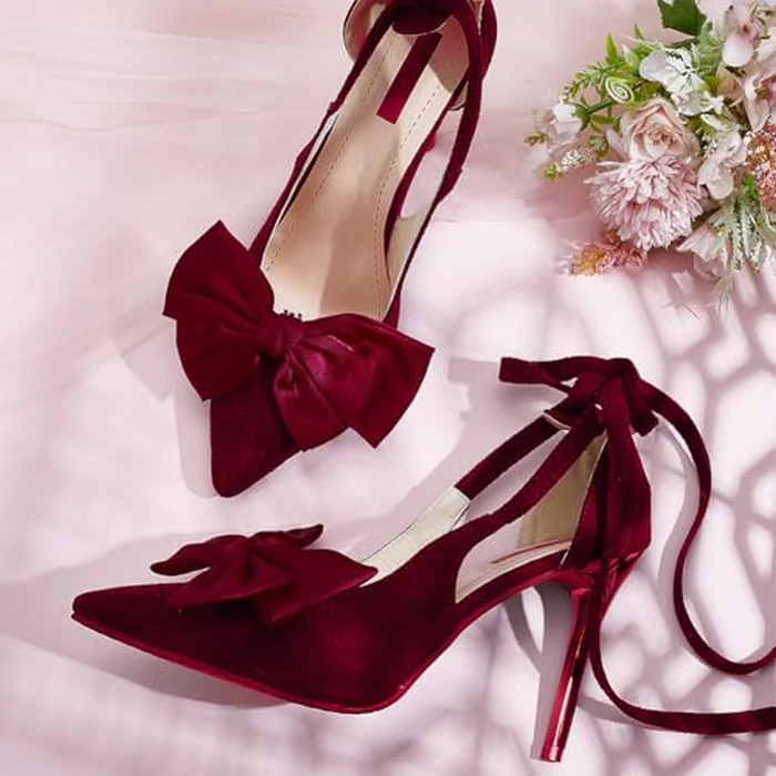 PH PandaHall 2pcs Dark Red Bow Shoe Clips, Satin Shoes Buckle Removable Shoe Clips Elegant Shoes Clip Shoe Jewelry Clips for Women Wedding Summer Party Heels Flats Hair Accessories Bag Clothing Boot by PH PandaHall - Image 5