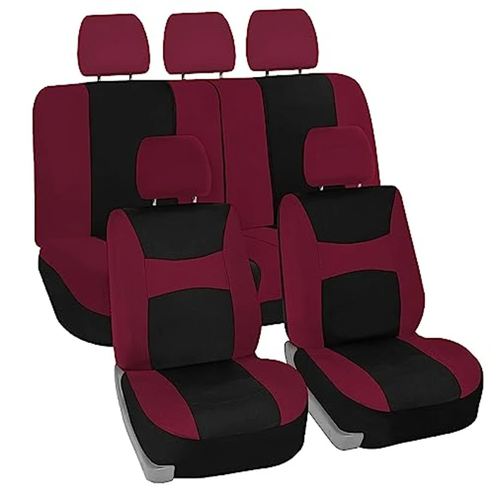 FH Group Car Seat Covers Full Set Cloth - Universal Fit, Automotive Seat Covers, Low Back Front Seat Covers,Airbag Compatible,Split Bench Rear Seat,Car Seat Cover for SUV, Sedan, Van Burgundy by FH Group - Used - Like New condition - US$20.50