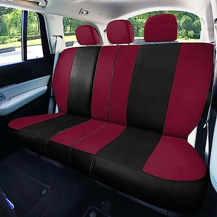 FH Group Car Seat Covers Full Set Cloth - Universal Fit, Automotive Seat Covers, Low Back Front Seat Covers,Airbag Compatible,Split Bench Rear Seat,Car Seat Cover for SUV, Sedan, Van Burgundy by FH Group - Image 7