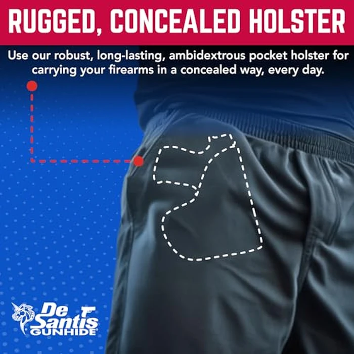 DeSantis Suede Nemesis Pocket Holster - Fits Glock 26, 27; S&W M&P Shield 9/40, 9 Shield Plus; Taurus G3C, G2C, G2S; H&K CC9; Walther PPS, PPS M2 All w/or w/Out Red Dot Sight - Ambidextrous, Natural by DeSantis - Image 4