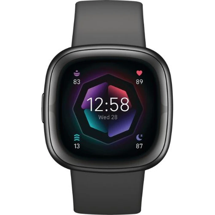 Fitbit Sense 2 Health and Fitness Smartwatch - 40mm - Graphite Aluminum Case with Shadow Grey Silicone Silicone Band by Fitbit - Refurbished - Good condition