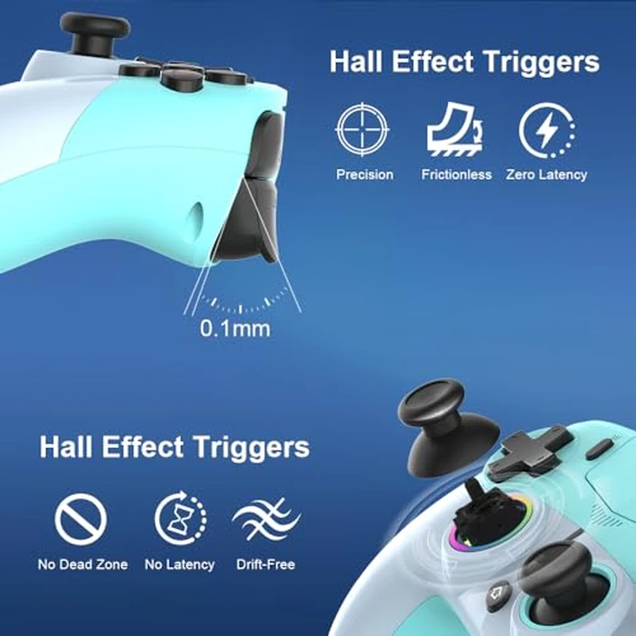 MWCG Wireless LED Controller for PS5, Compatible with PS5 Pro/Slim/PC, Dual Vibration, Modded Function, 8 Light Modes, 3.5mm Audio Jack, 6-Axis Motion Contro Gamepad with Speaker by MWCG - Image 4