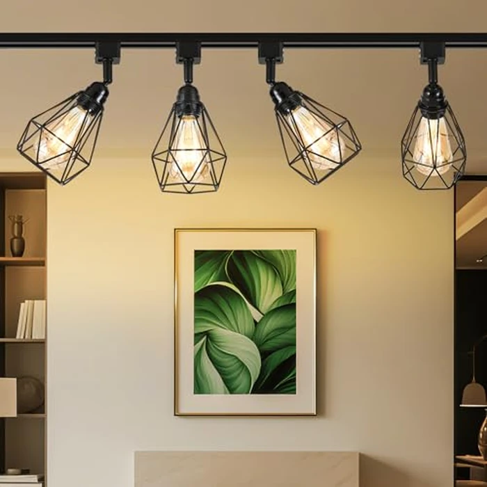 4 Lights LED Track Lighting Kit with 3.3FT H Track Lighting Rails & Floating Canopy Connector, E26 Track Light Kit Modern Kitchen Track Lighting Fixtures Ceiling Spot Light, Black (4 Lights) by Generic - Image 7
