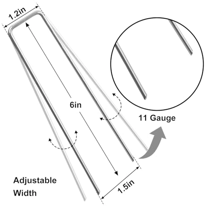 HongWay 120 Pack 6 Inch Landscape Staples 11 Gauge Garden Staples, Galvanized Ground Stakes SOD Pins, Lawn Yard Stakes for Gardening Plant Support Tent Fence Landscaping Fabric Outdoor Decorations by HongWay - Image 2