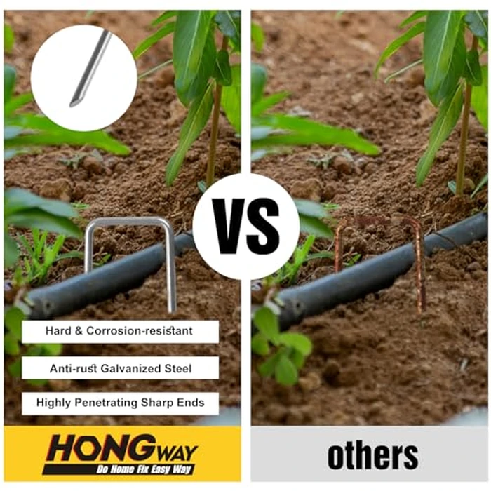 HongWay 120 Pack 6 Inch Landscape Staples 11 Gauge Garden Staples, Galvanized Ground Stakes SOD Pins, Lawn Yard Stakes for Gardening Plant Support Tent Fence Landscaping Fabric Outdoor Decorations by HongWay - Image 6