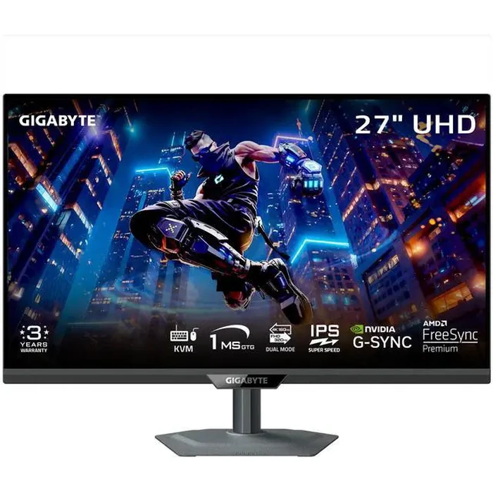 GIGABYTE 27" UHD 4K 160Hz with AMD FreeSync Premium, G-SYNC Compatible 1ms HDR400 Dual Mode USB-C KVM Gaming Monitor with Height Adjustable, Tilt, by GIGABYTE - Image 2