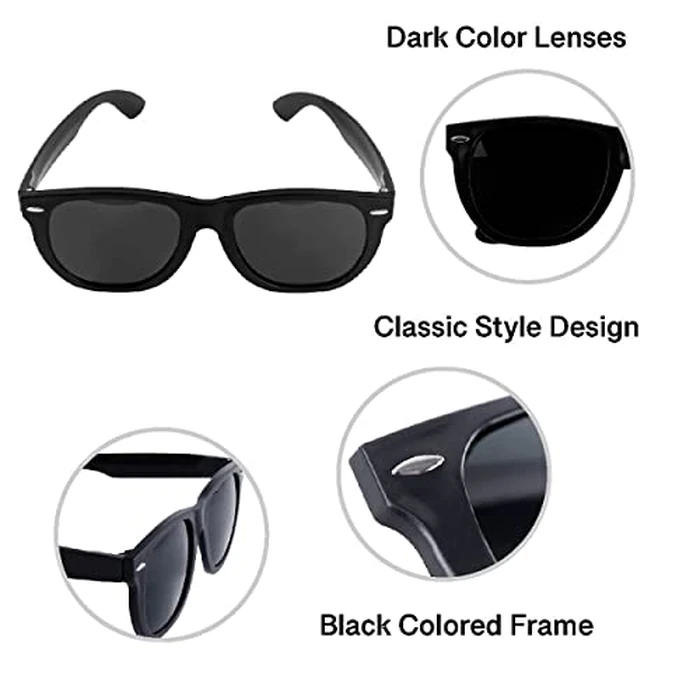 Super Z Outlet Plastic Black Vintage Retro Style Sunglasses Shades Eyewear for Party Prop Favors, Decorations, Toy Gifts (12 Pairs) by Super Z Outlet - Image 6