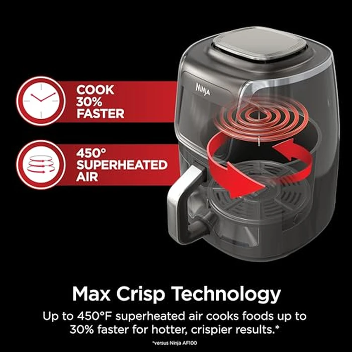 Ninja EzView Air Fryer Max XL, 5.5-QT Capacity, 7 functions: Max Crisp, Air Roast, Bake, Reheat, Dehydrate, and more, up to 450 degreesF, EzView Window, Grey, AF171C (Canadian Version) by Ninja - Image 4
