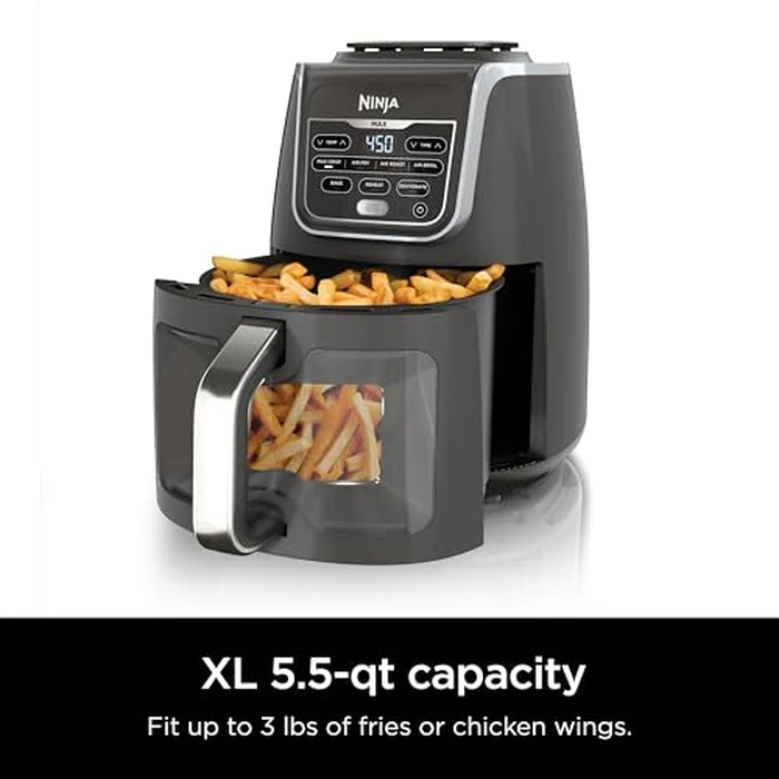 Ninja EzView Air Fryer Max XL, 5.5-QT Capacity, 7 functions: Max Crisp, Air Roast, Bake, Reheat, Dehydrate, and more, up to 450 degreesF, EzView Window, Grey, AF171C (Canadian Version) by Ninja - Image 6