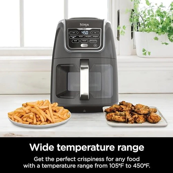 Ninja EzView Air Fryer Max XL, 5.5-QT Capacity, 7 functions: Max Crisp, Air Roast, Bake, Reheat, Dehydrate, and more, up to 450 degreesF, EzView Window, Grey, AF171C (Canadian Version) by Ninja - Image 8