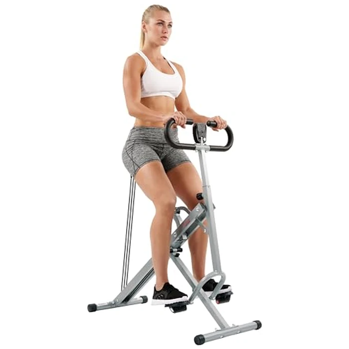 Sunny Health & Fitness Smart Upright Row-N-Ride Exerciser, Squat Assist Trainer for Glutes Workout with Adjustable Resistance, Easy Setup & Foldable, Glute & Leg Exercise Machine- NO. 077S by Sunny Health & Fitness - Used - Acceptable condition